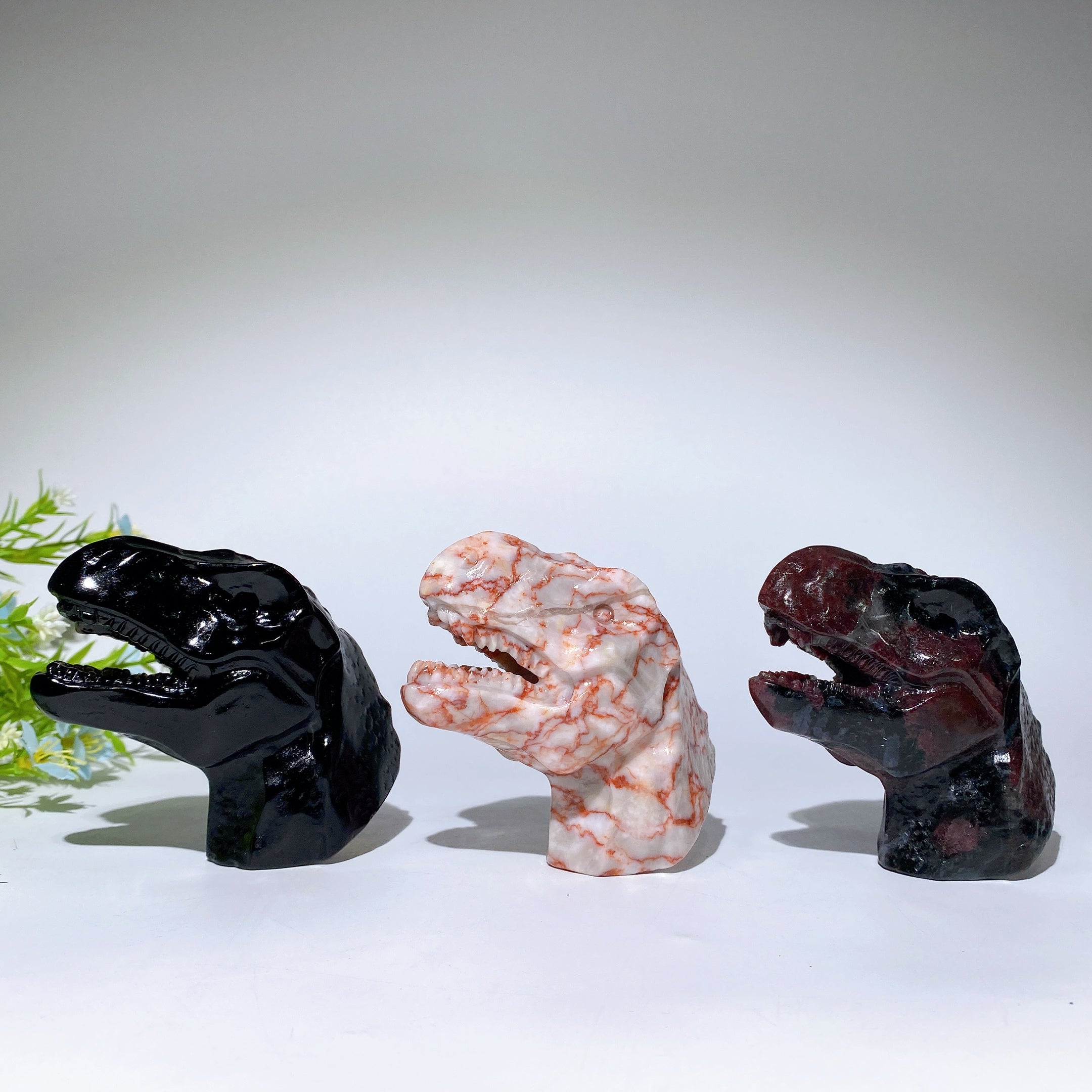 3.2 inch Black Obsidian T-Rex Dinosaur Crystal Carving