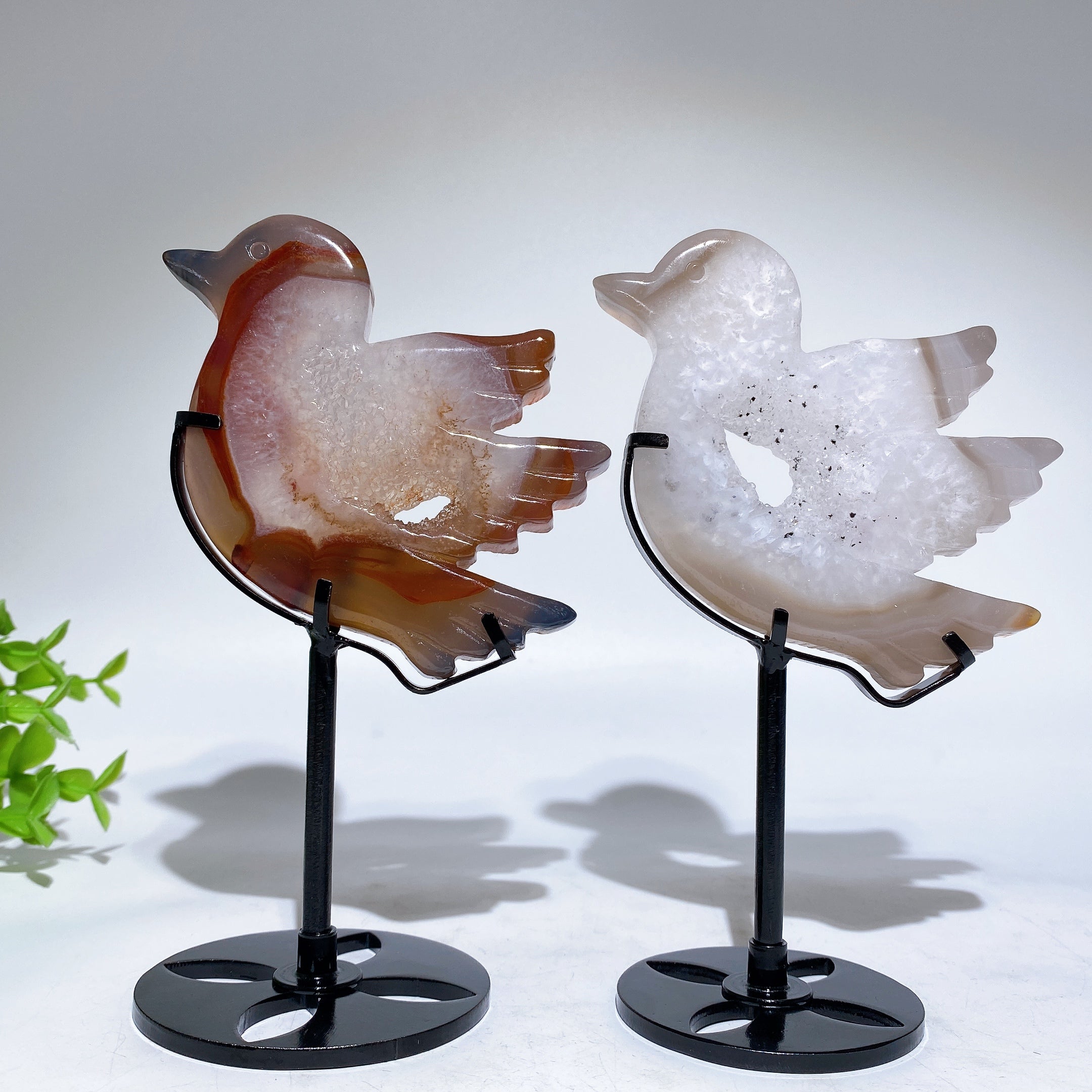 3.2-inch Druzy Agate Bird Figurine with Stand for Healing