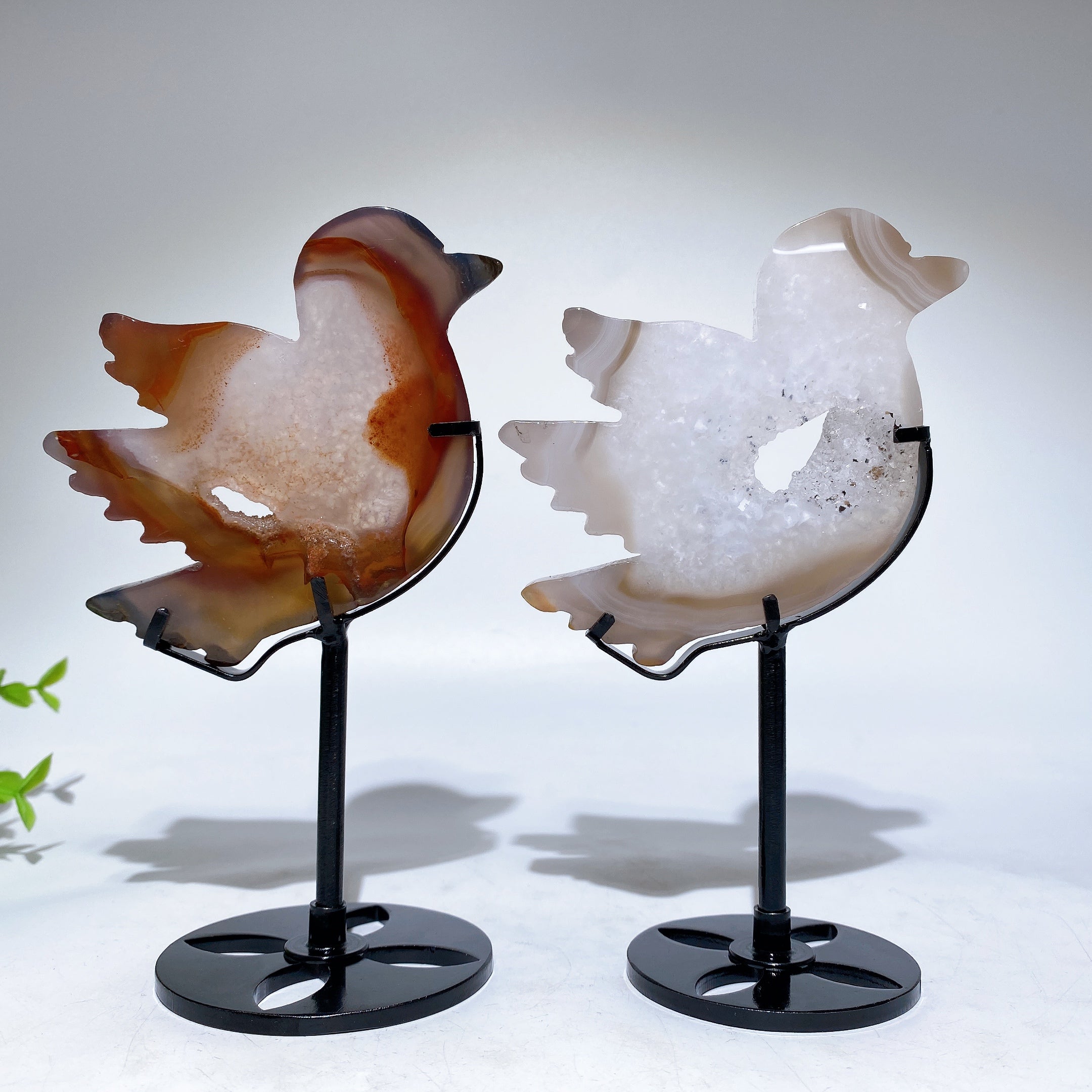 3.2-inch Druzy Agate Bird Figurine with Stand for Healing