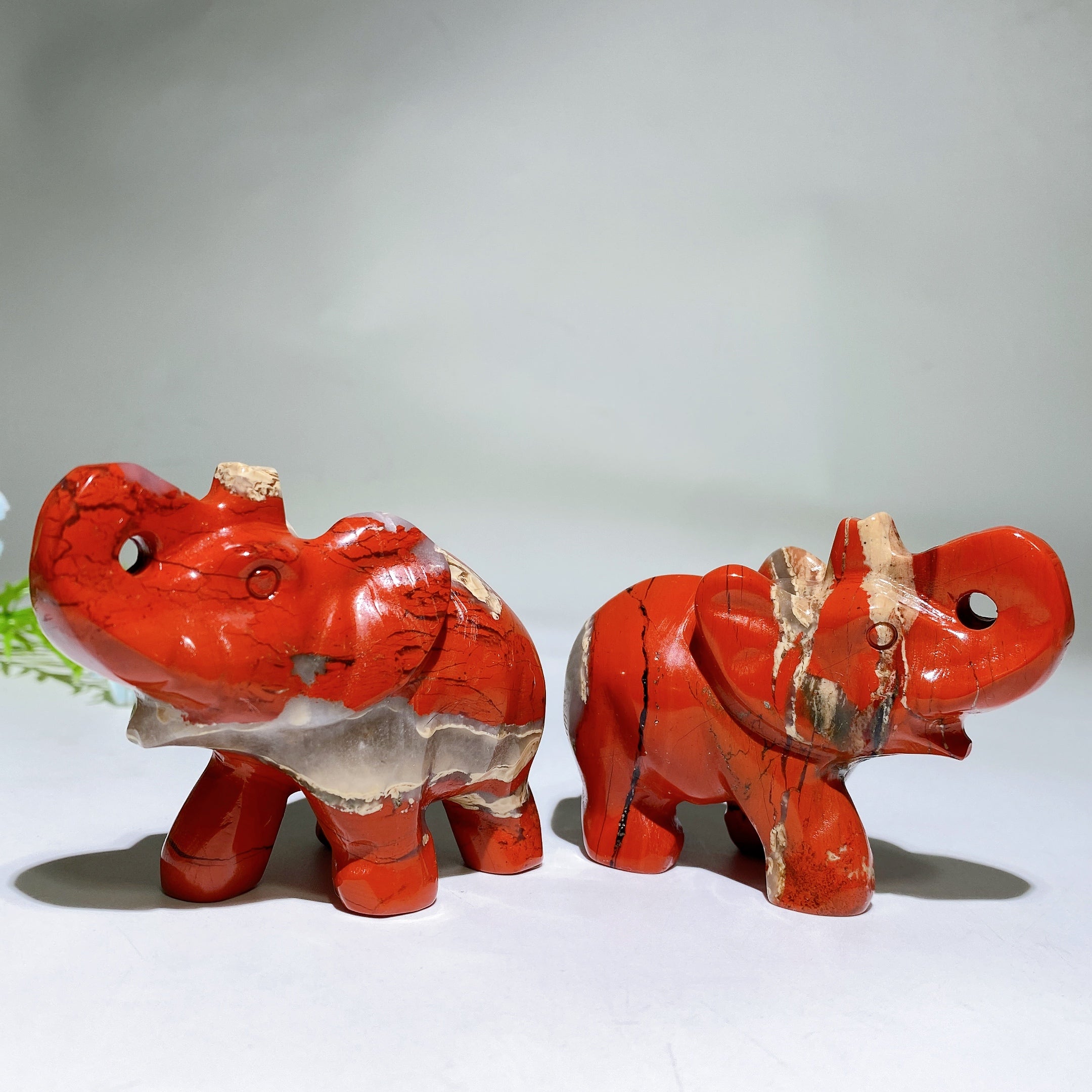 3.2 inch Red Jasper Elephant Crystal Carving for Healing