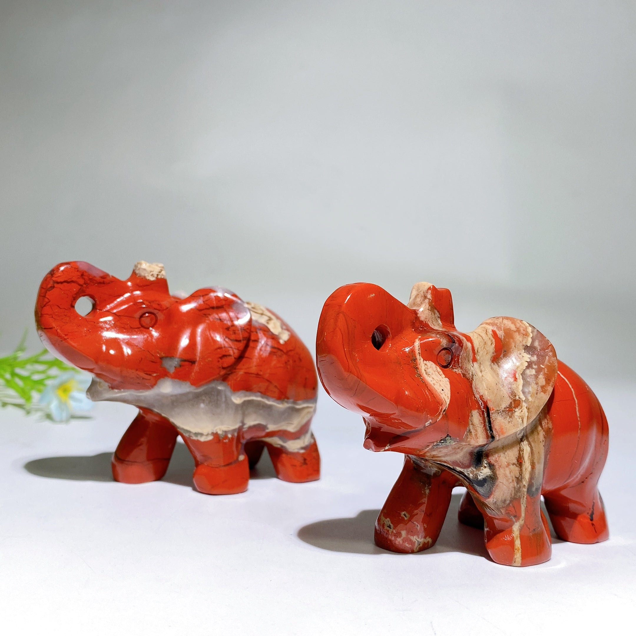 3.2 inch Red Jasper Elephant Crystal Carving for Healing