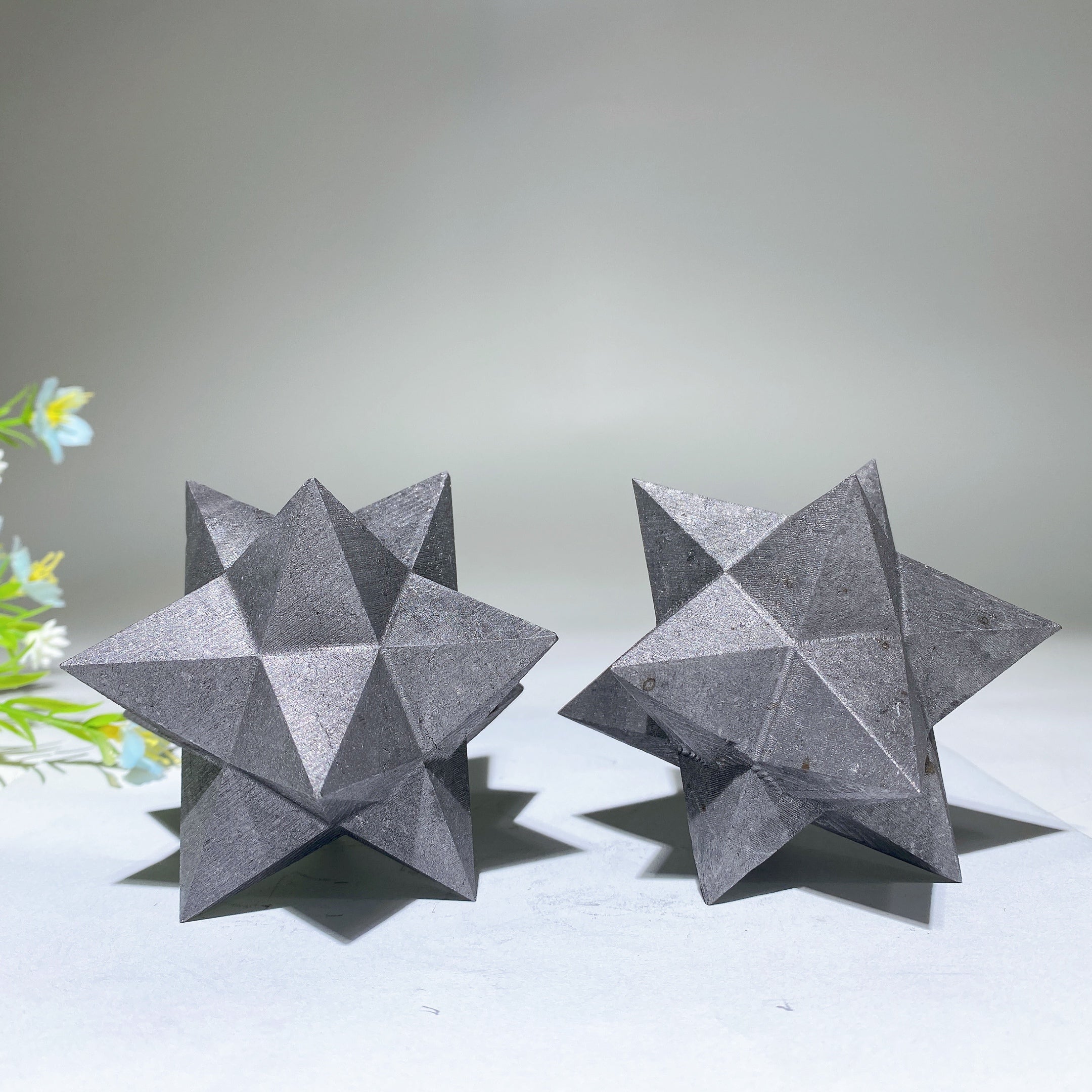 3.2 Inch Schungite Merkaba 3D Star Healing Crystal Carving