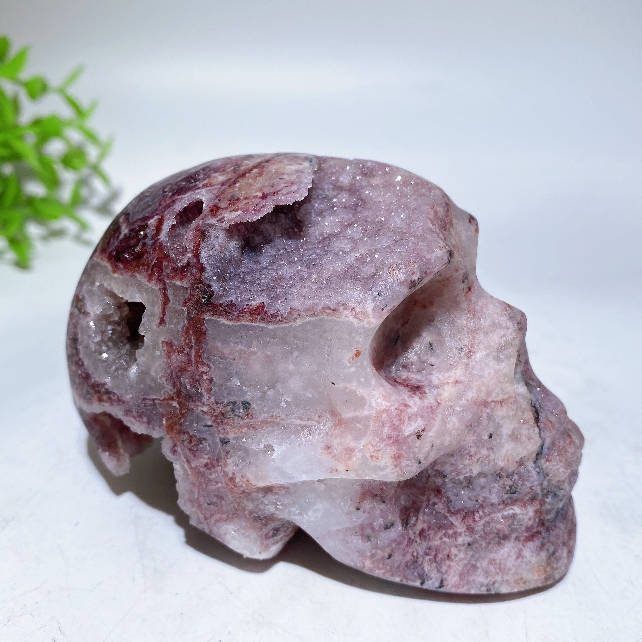 3-3.8 Inch Purple Sphelarite Crystal Skull Carving