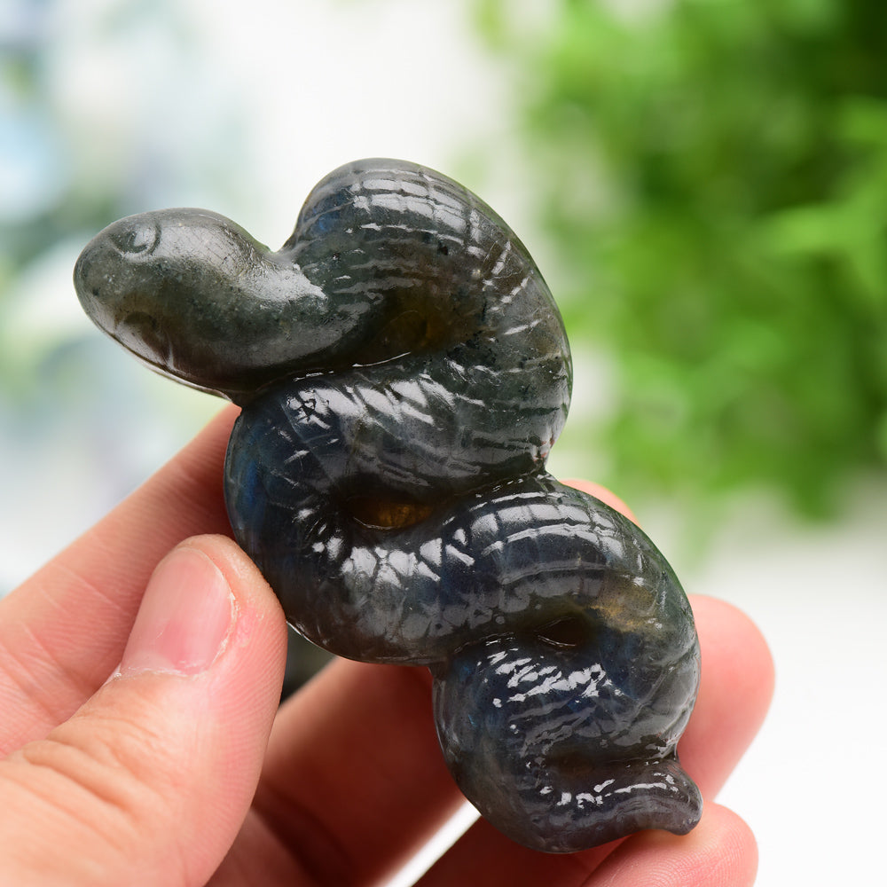 3.3 inch Labradorite Snake Crystal Carving