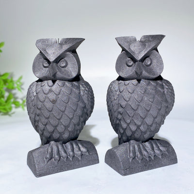 3.3-inch Shungite Owl Crystal Carving Healing Figurine
