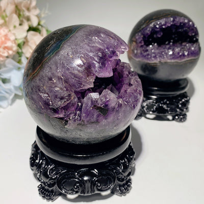 3.4 inch Amethyst Crystal Geode with Stand for Healing