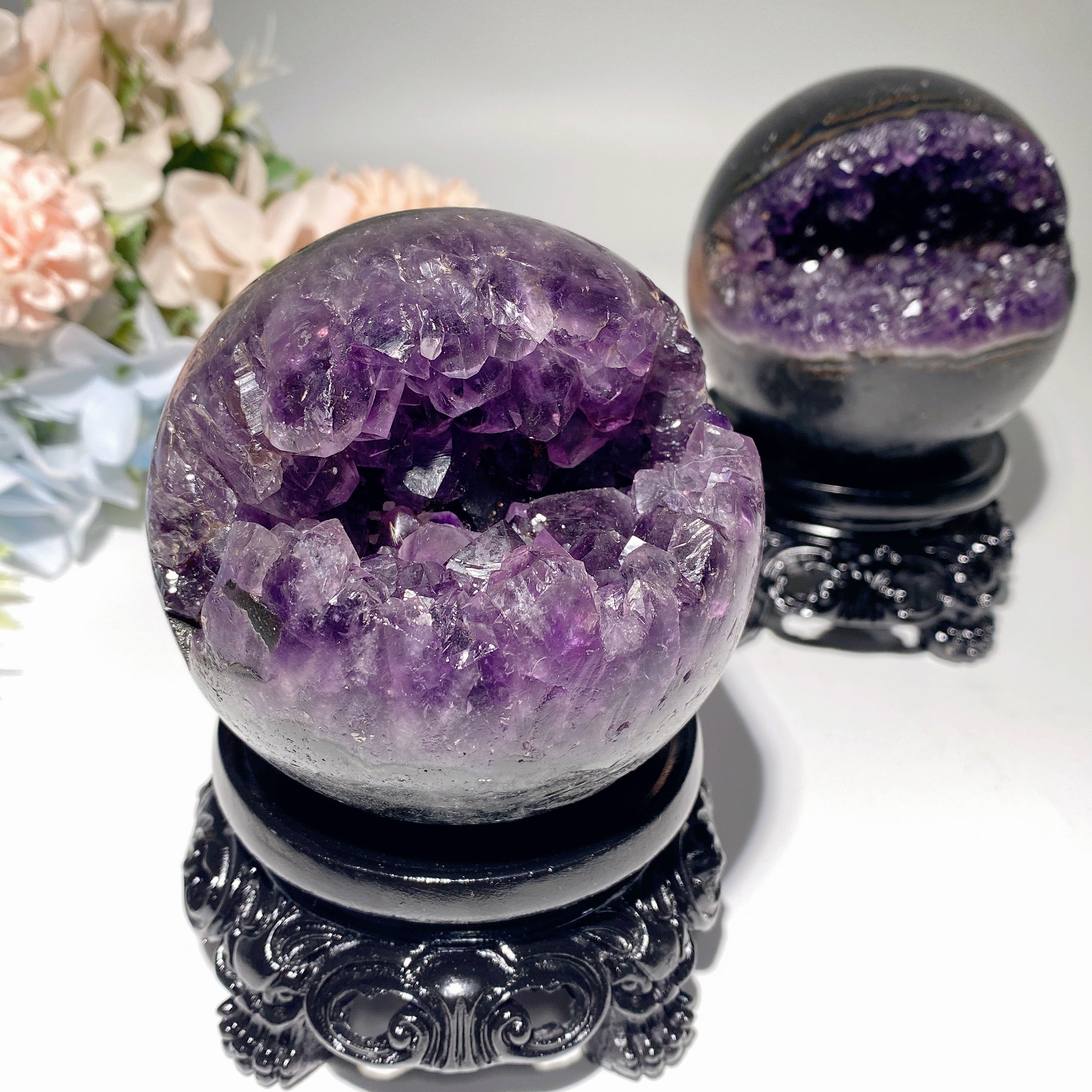 3.4 inch Amethyst Crystal Geode with Stand for Healing