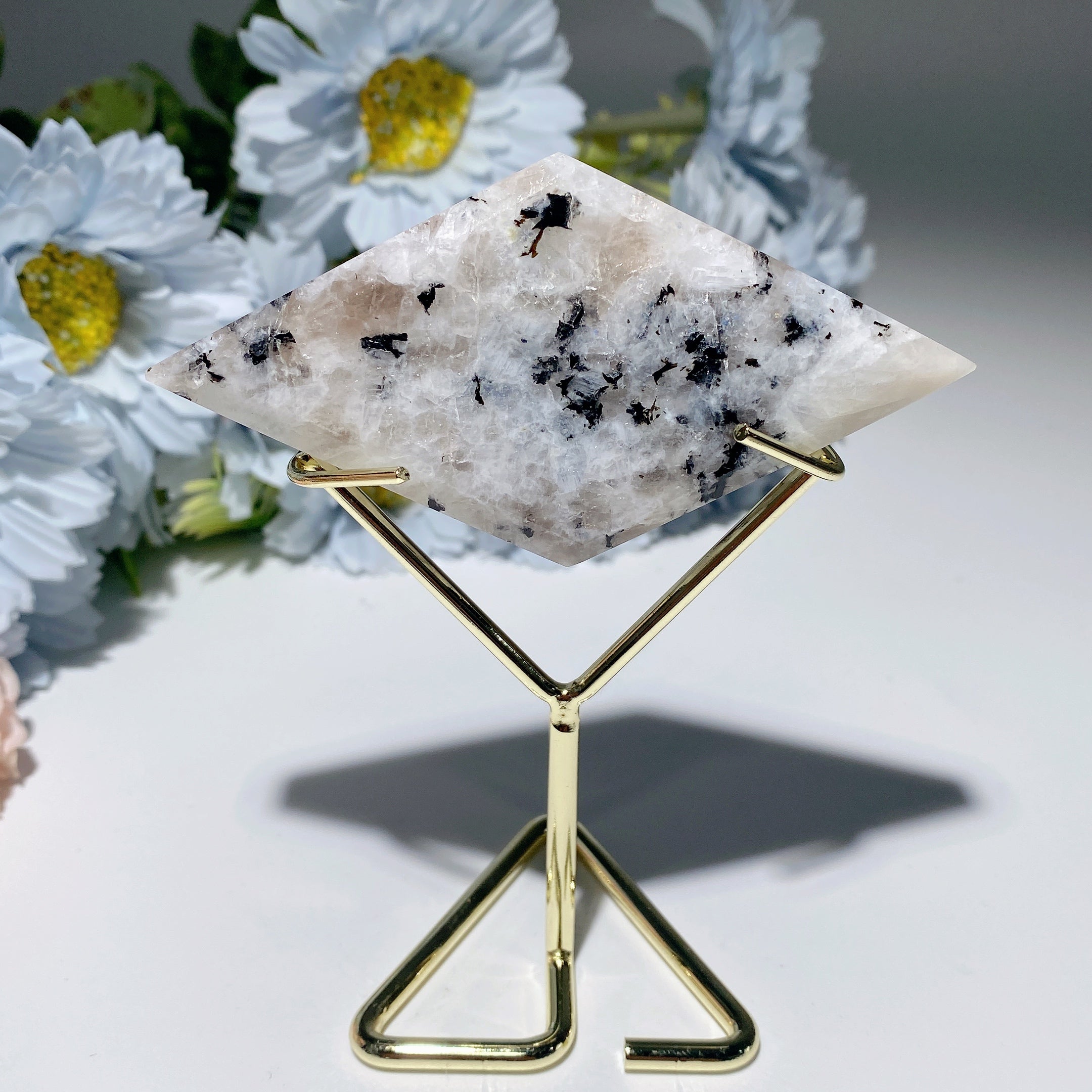 3-4 inch Black Moon Stone Rhombus Crystal Slab for Healing