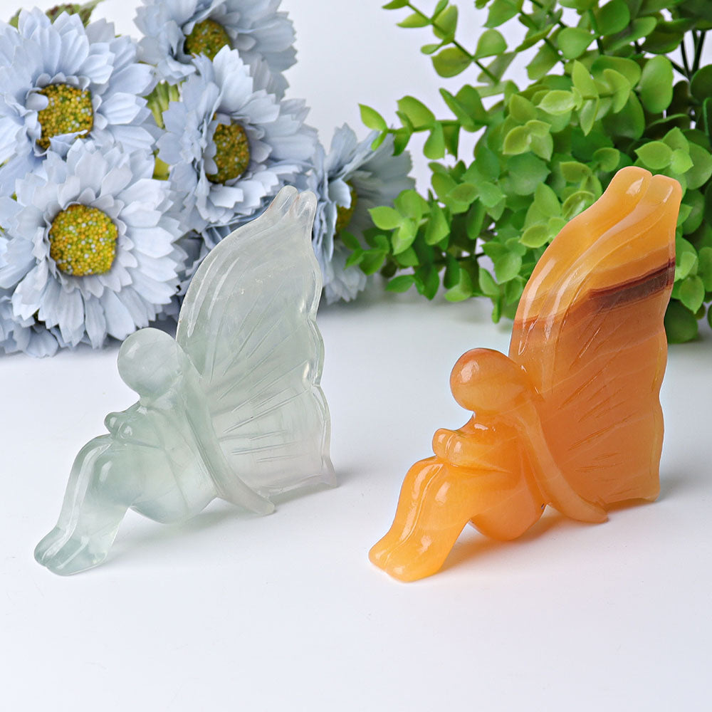 3.4 Inch Crystal Figurine Carving | Honey Calcite Butterfly
