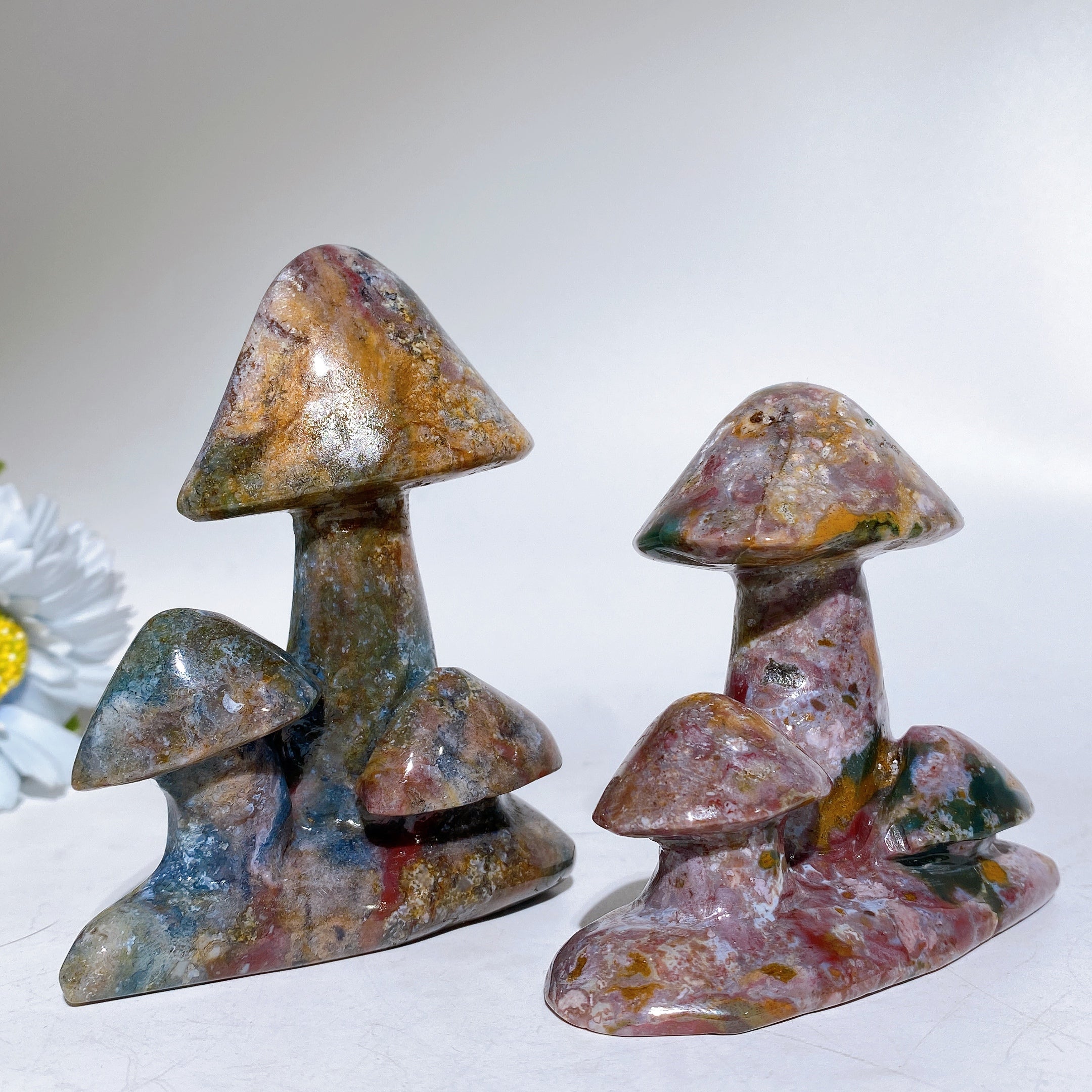 3"-4" Ocean Jasper Crystal Figurine Mushroom Healing
