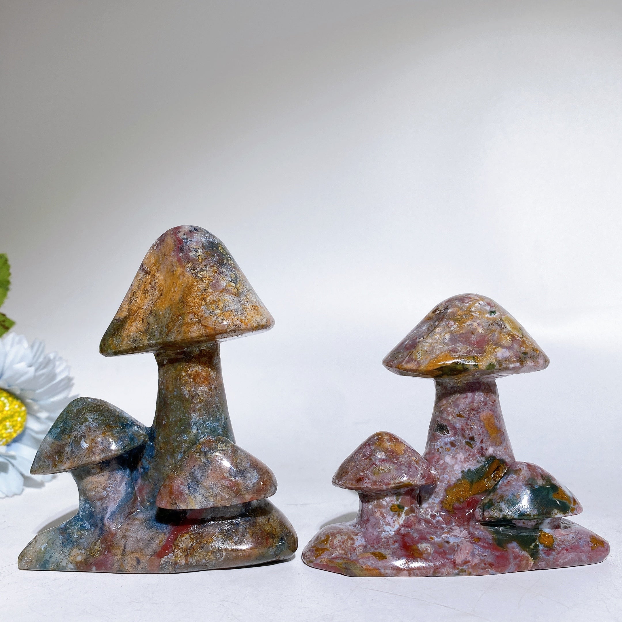 3"-4" Ocean Jasper Crystal Figurine Mushroom Healing