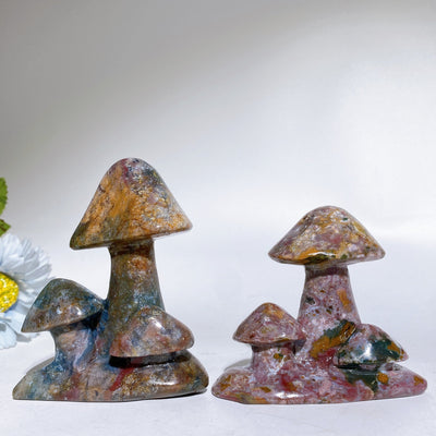 3"-4" Ocean Jasper Crystal Figurine Mushroom Healing