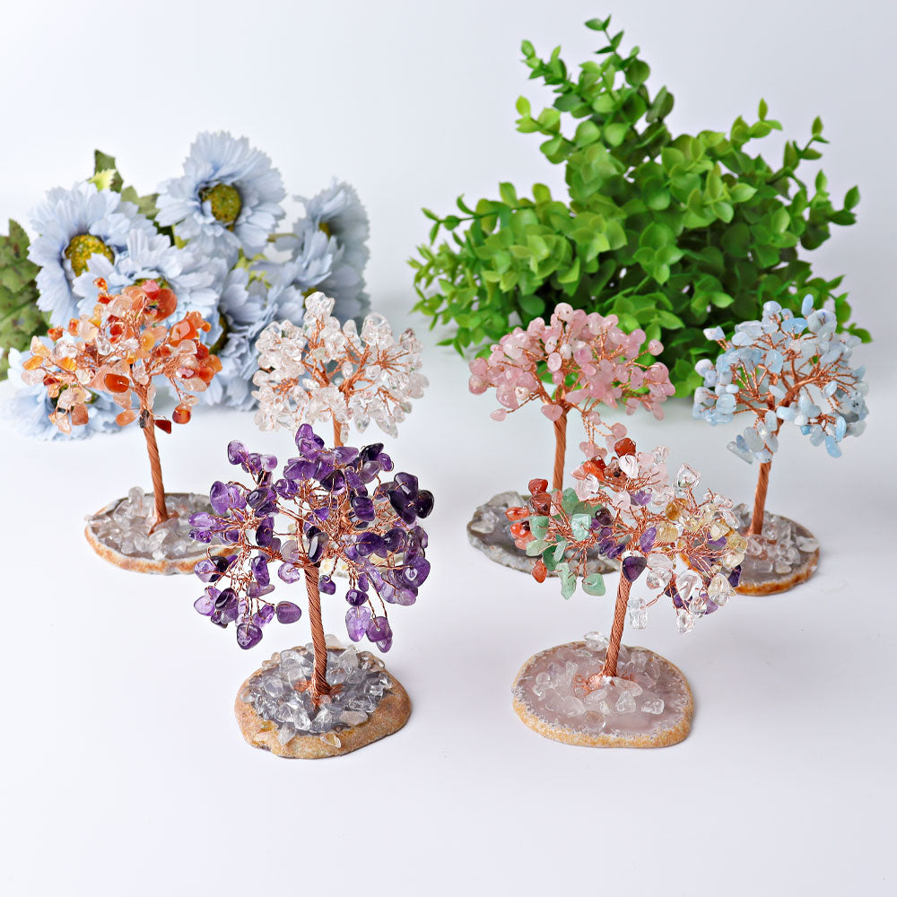 3.5-4.0 Inch Crystal Tree with Agate Base Gemstone Chips