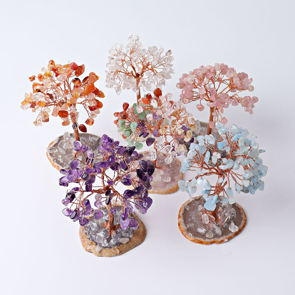3.5-4.0 Inch Crystal Tree with Agate Base Gemstone Chips