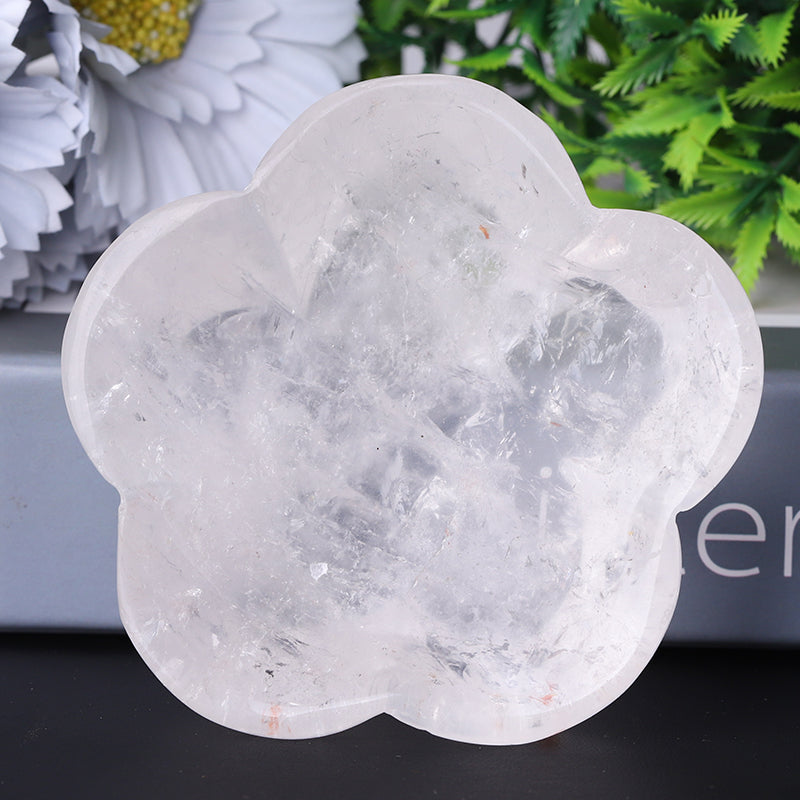 3.5 to 4 Inch Clear Quartz Flower Shape Bowl Crystal