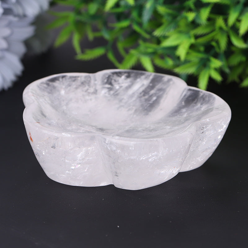 3.5 to 4 Inch Clear Quartz Flower Shape Bowl Crystal
