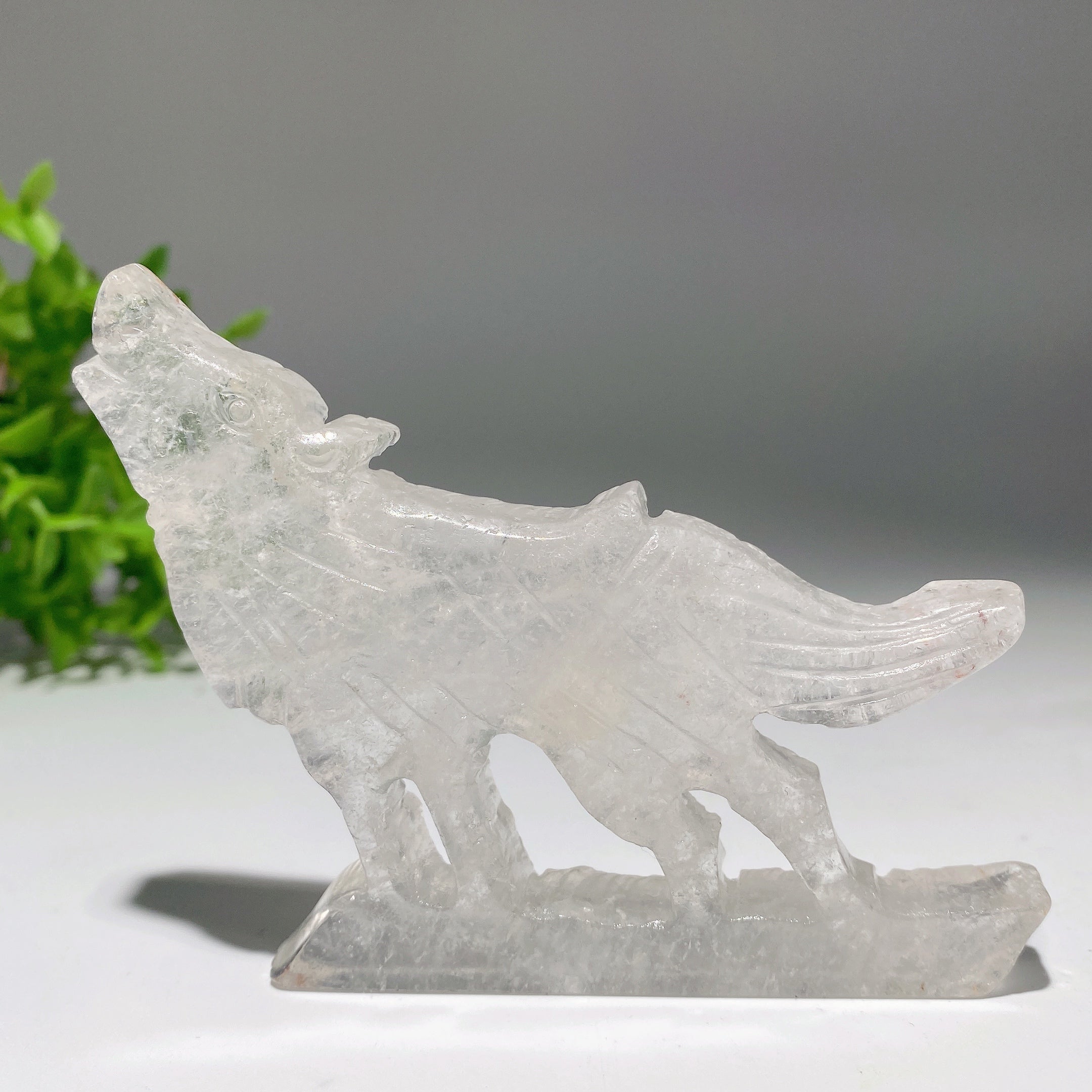 3.5-4 inch Mixed Crystal Wolf Carving Figurine for Healing