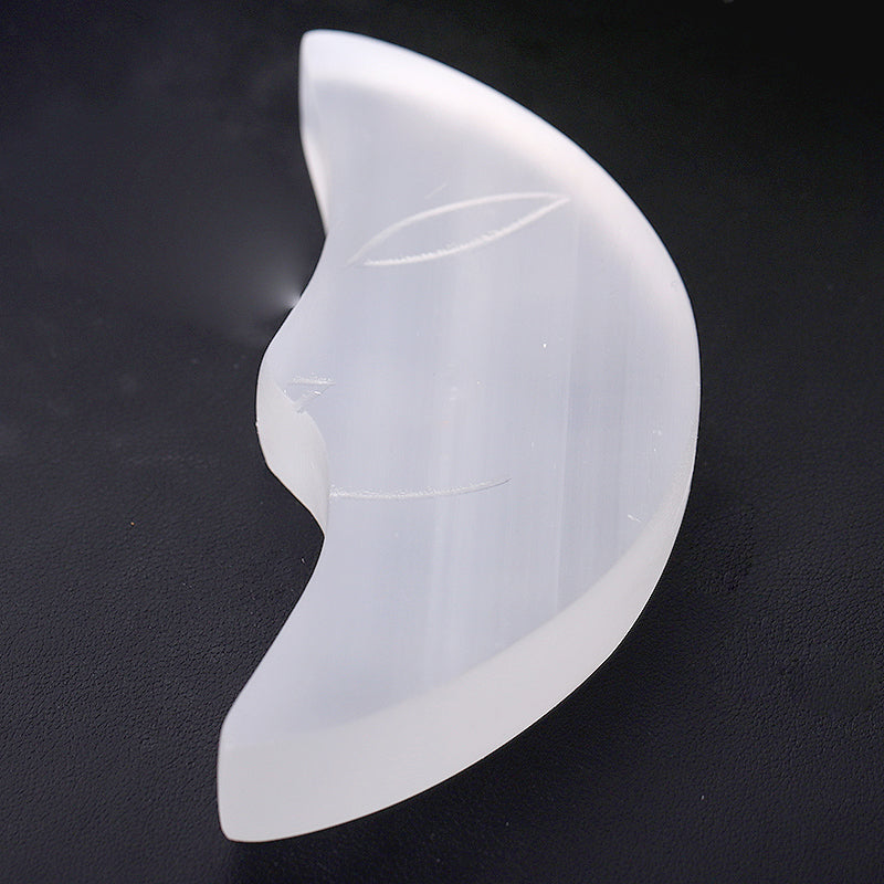 3.5-4 Inch Selenite Hand Carved Moon for Meditation