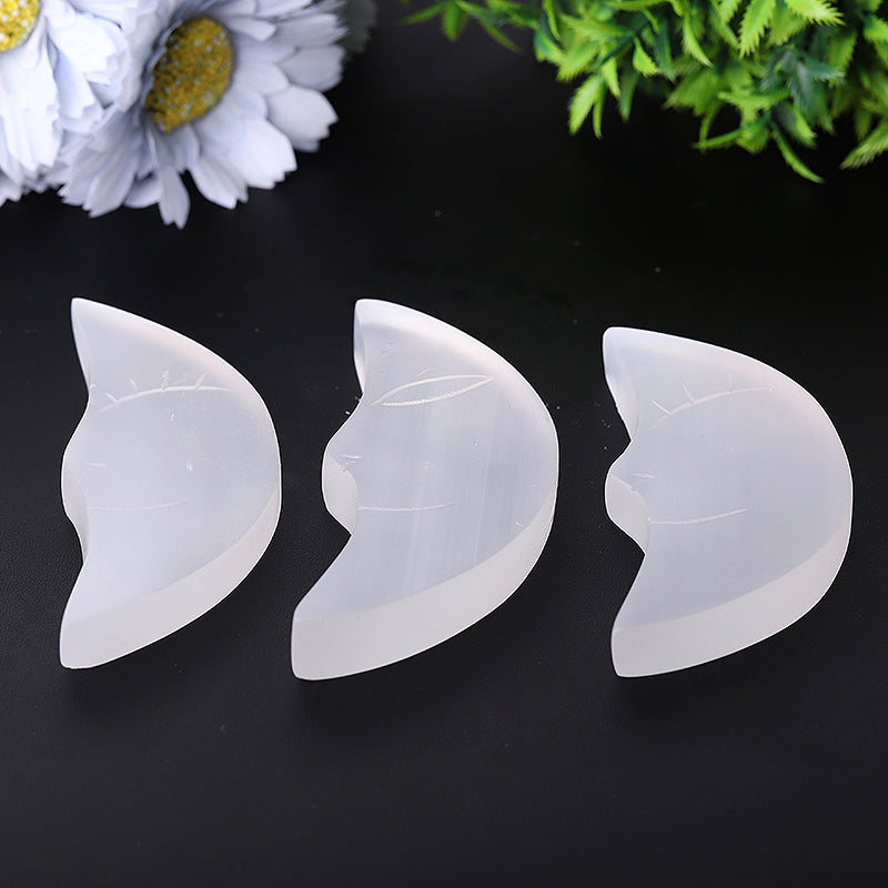 3.5-4 Inch Selenite Hand Carved Moon for Meditation