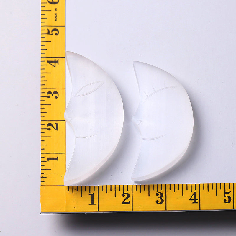 3.5-4 Inch Selenite Hand Carved Moon for Meditation