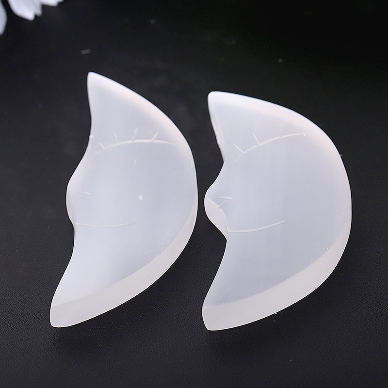 3.5-4 Inch Selenite Hand Carved Moon for Meditation