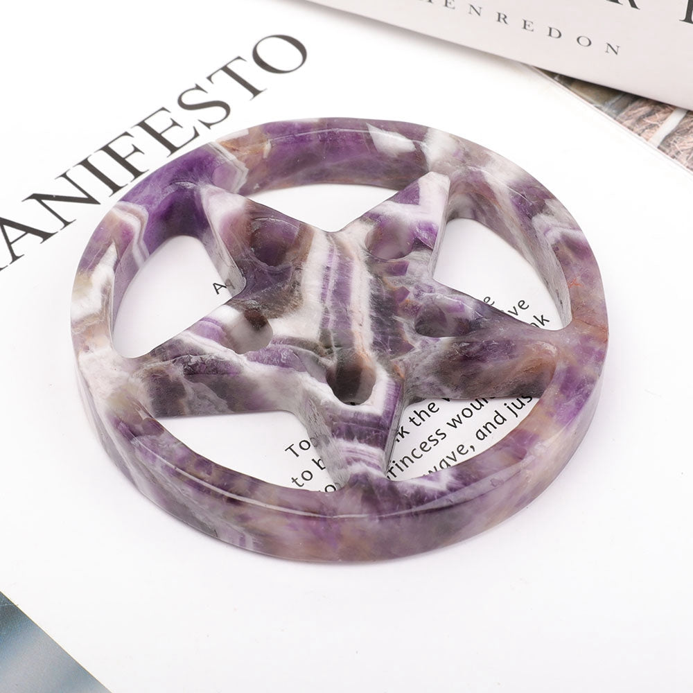 3.5" Amethyst Crystal Carving Star for Healing