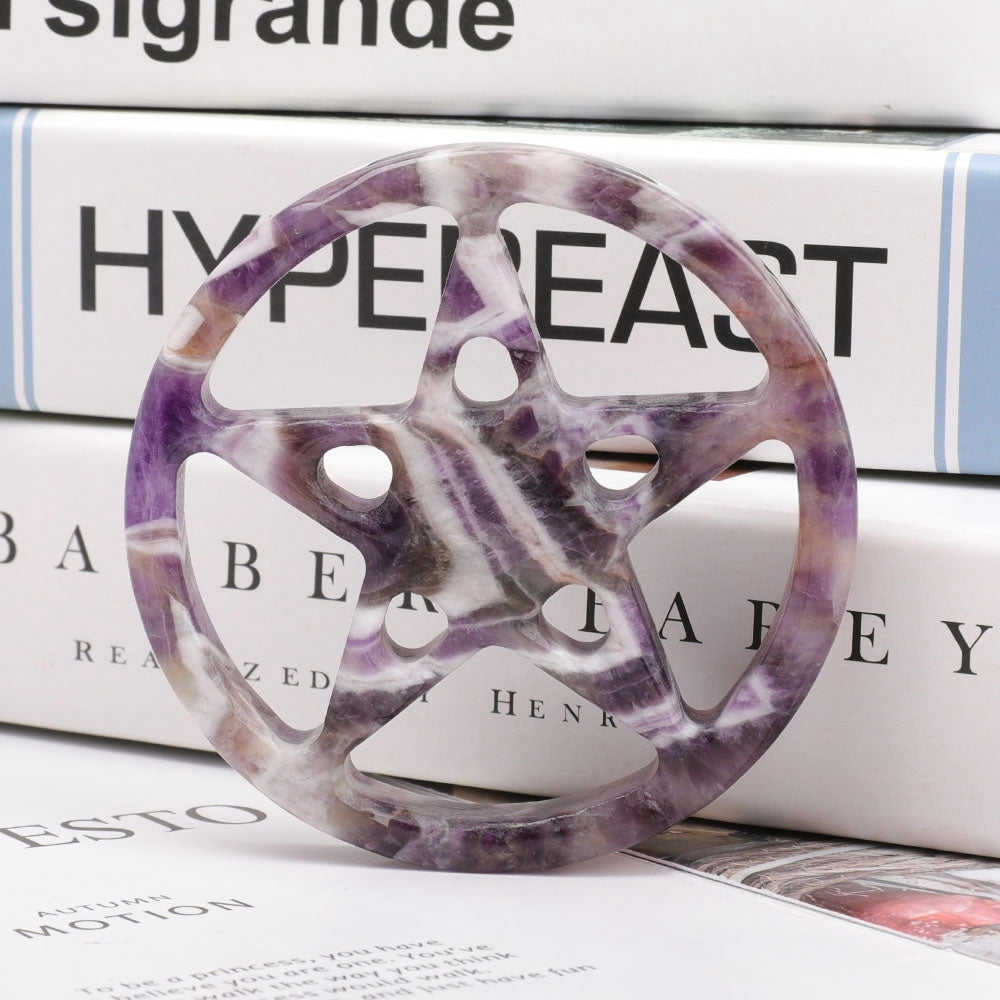 3.5" Amethyst Crystal Carving Star for Healing