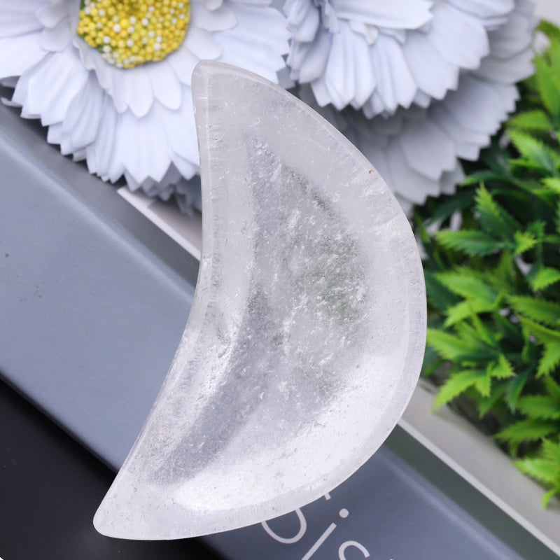 3.5" Clear Quartz Moon Shape Bowl for Healing