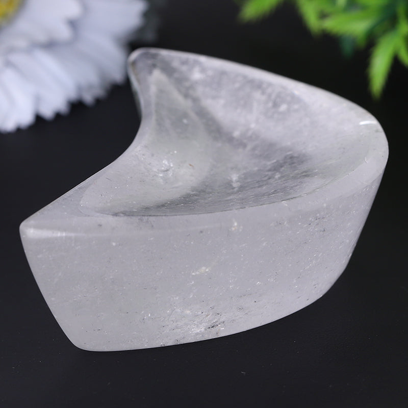 3.5" Clear Quartz Moon Shape Bowl for Healing