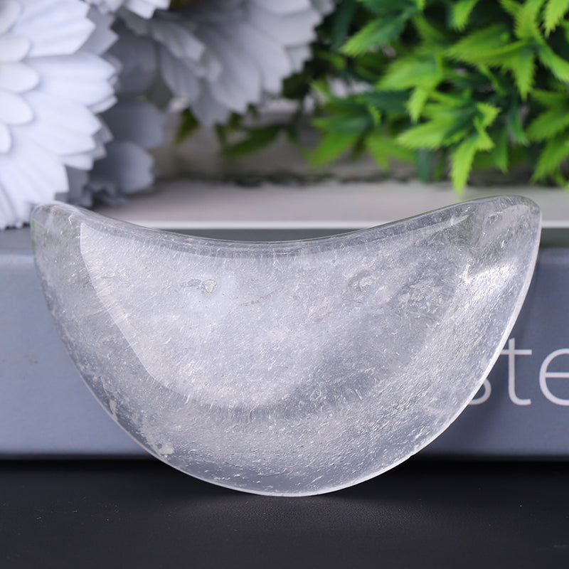 3.5" Clear Quartz Moon Shape Bowl for Healing