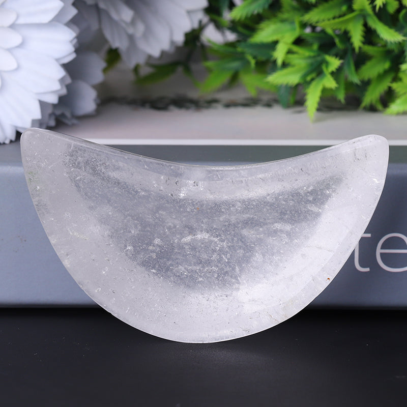 3.5" Clear Quartz Moon Shape Bowl for Healing