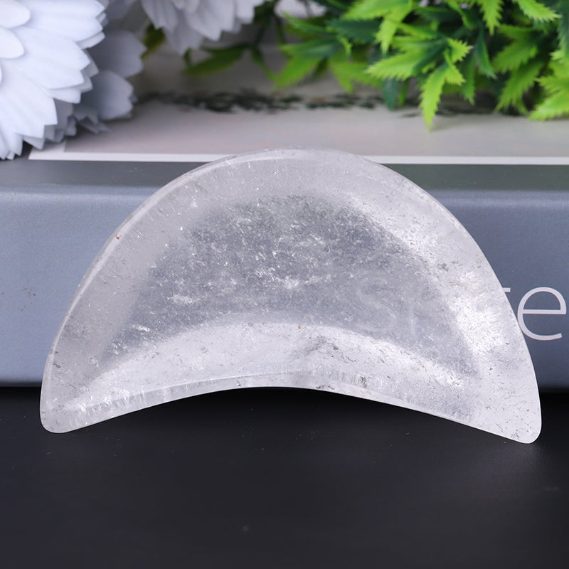 3.5" Clear Quartz Moon Shape Bowl for Healing
