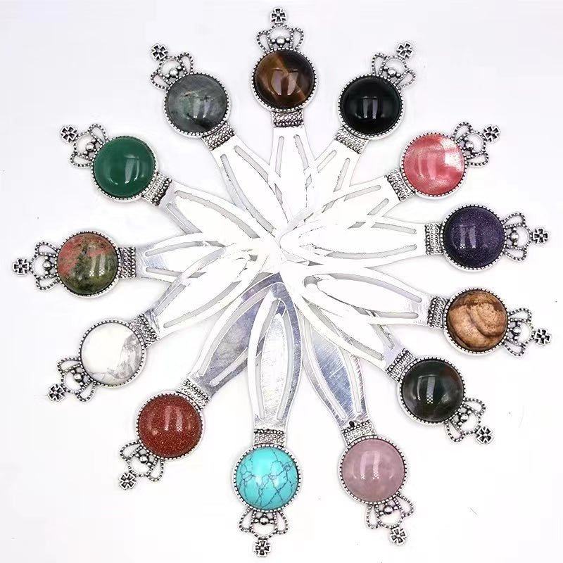 3.5-inch Crystal Bookmark with Natural Gemstone Accent