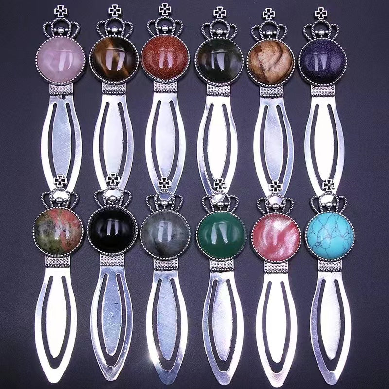 3.5-inch Crystal Bookmark with Natural Gemstone Accent