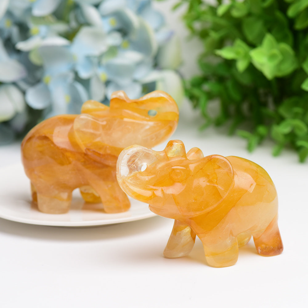 3.5 inch Golden Healer Crystal Elephant Carving