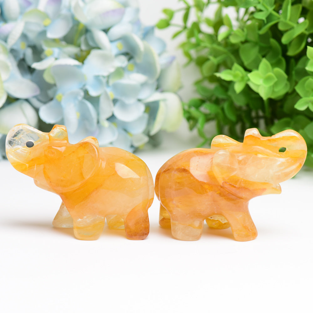 3.5 inch Golden Healer Crystal Elephant Carving