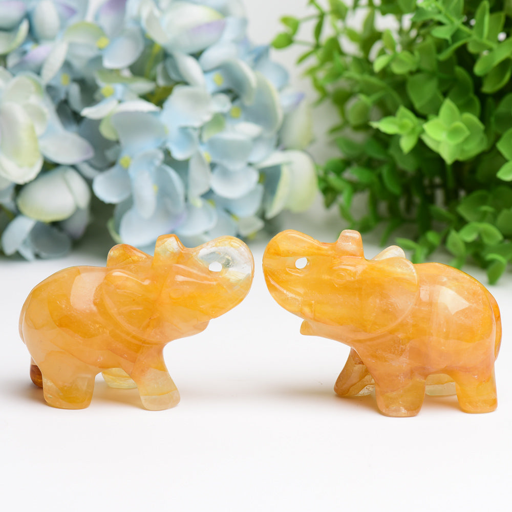 3.5 inch Golden Healer Crystal Elephant Carving