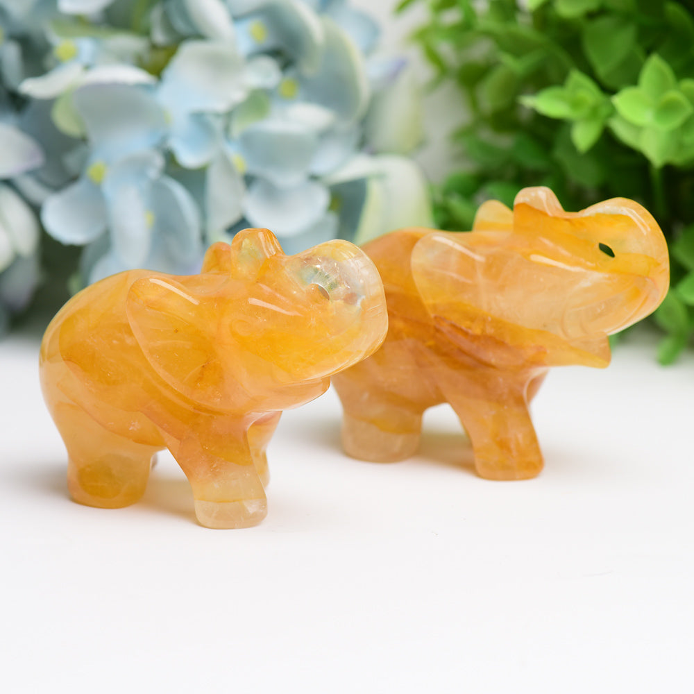 3.5 inch Golden Healer Crystal Elephant Carving