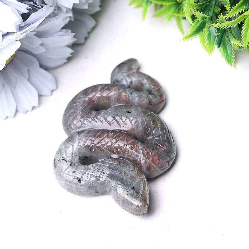 3.5 Inch Labradorite Crystal Snake Carving Figurine