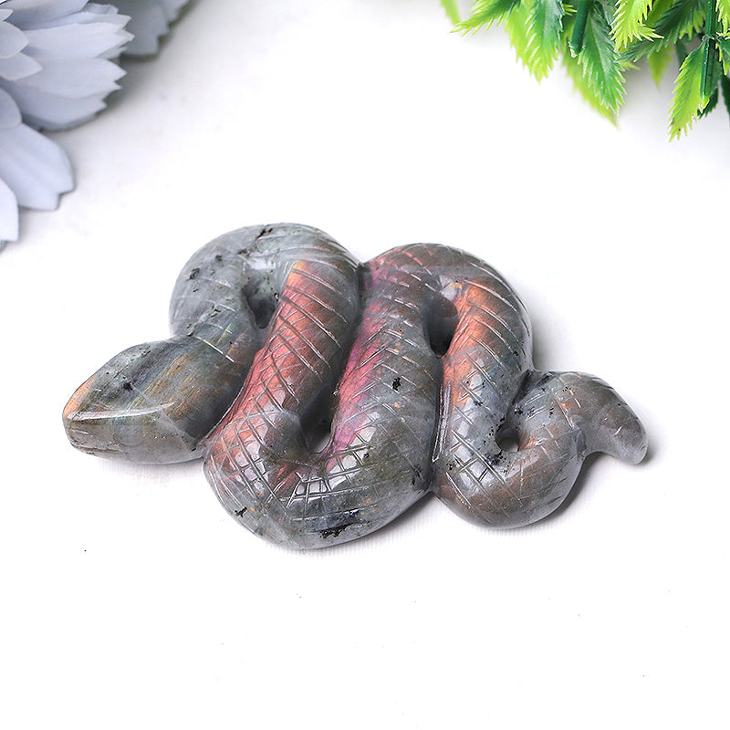3.5 Inch Labradorite Crystal Snake Carving Figurine