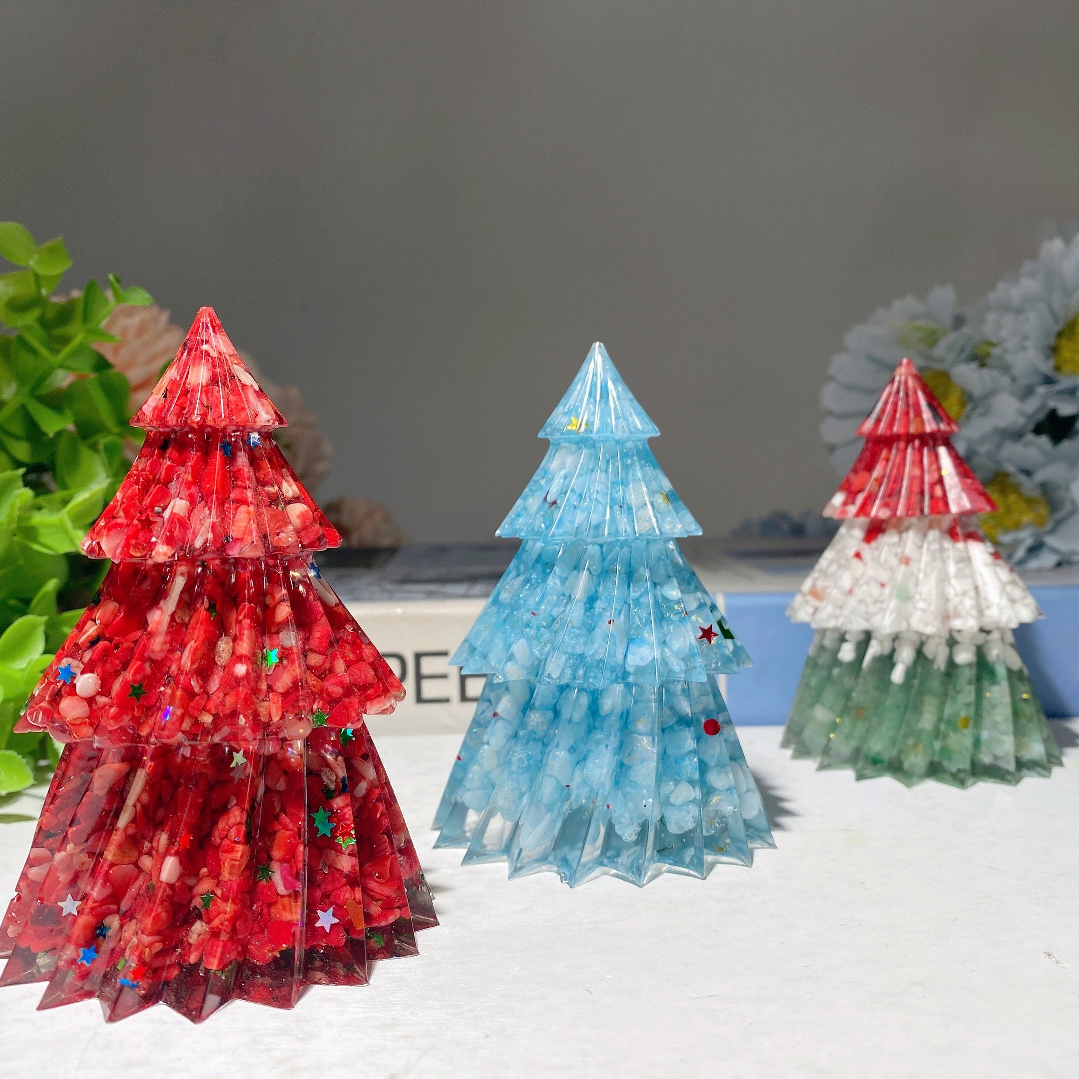 3.5 Inch Mixed Crystal Resin Spiritual Tree Sculpture Meditation