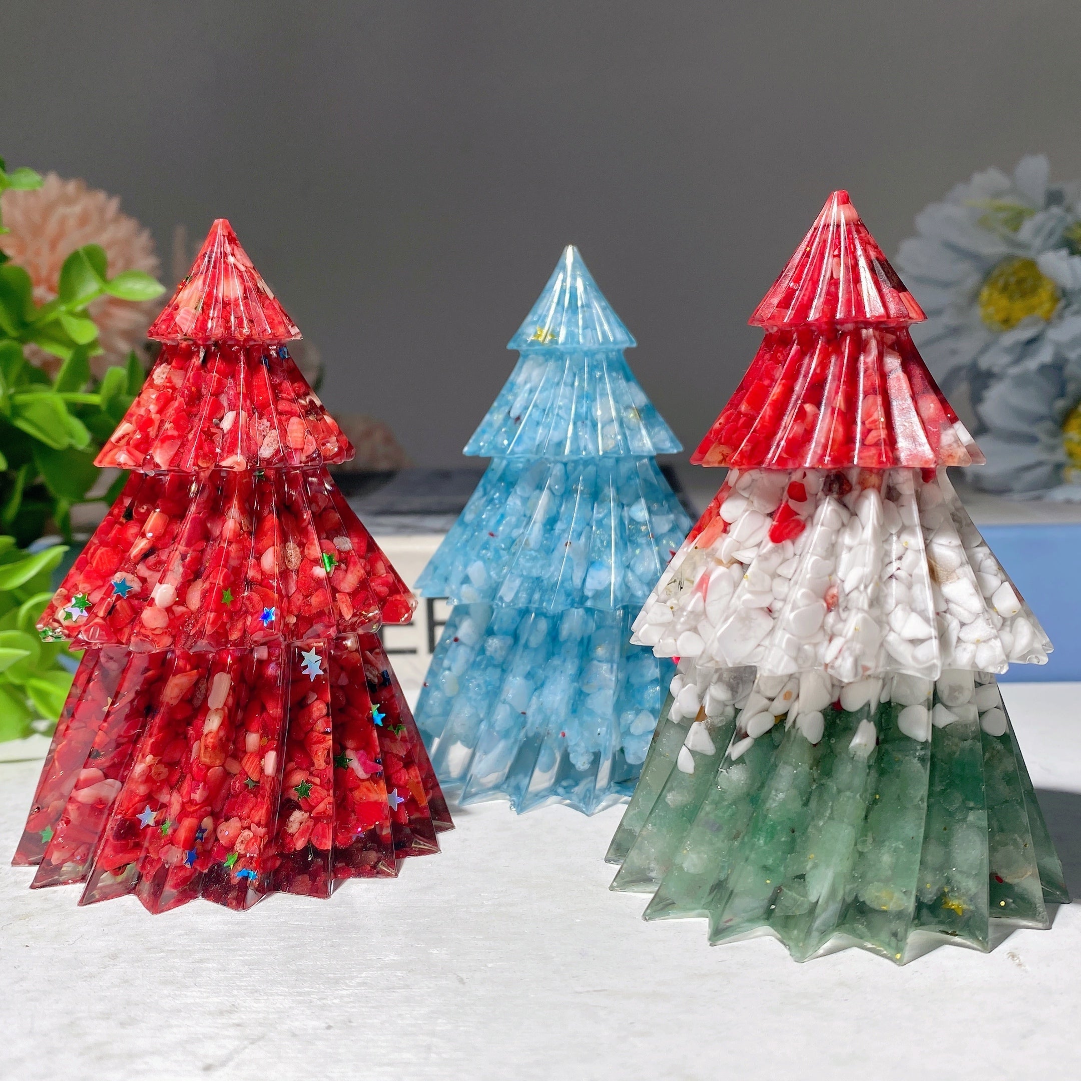 3.5 Inch Mixed Crystal Resin Spiritual Tree Sculpture Meditation