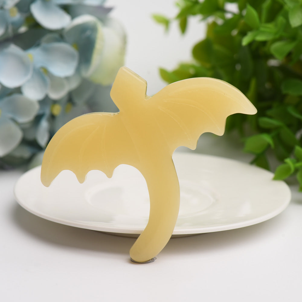 3.5-inch Moss Agate & Yellow Calcite Crystal Dragon Carving for Healing