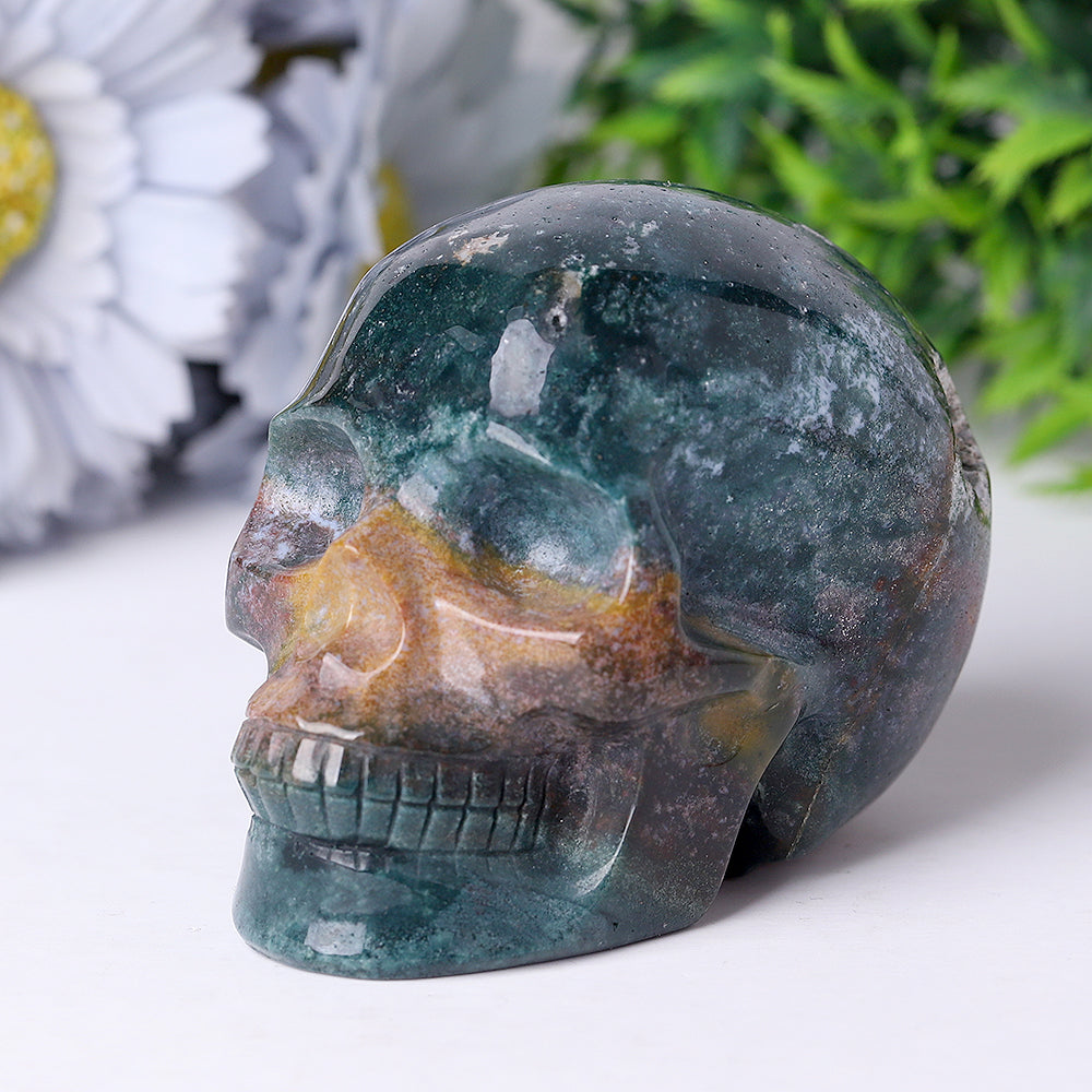 3.5 Inch Ocean Jasper Crystal Skull for Spiritual Healing