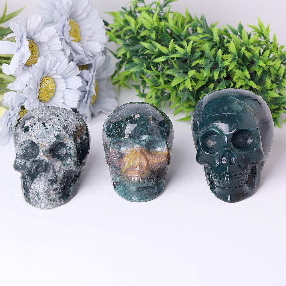 3.5 Inch Ocean Jasper Crystal Skull for Spiritual Healing