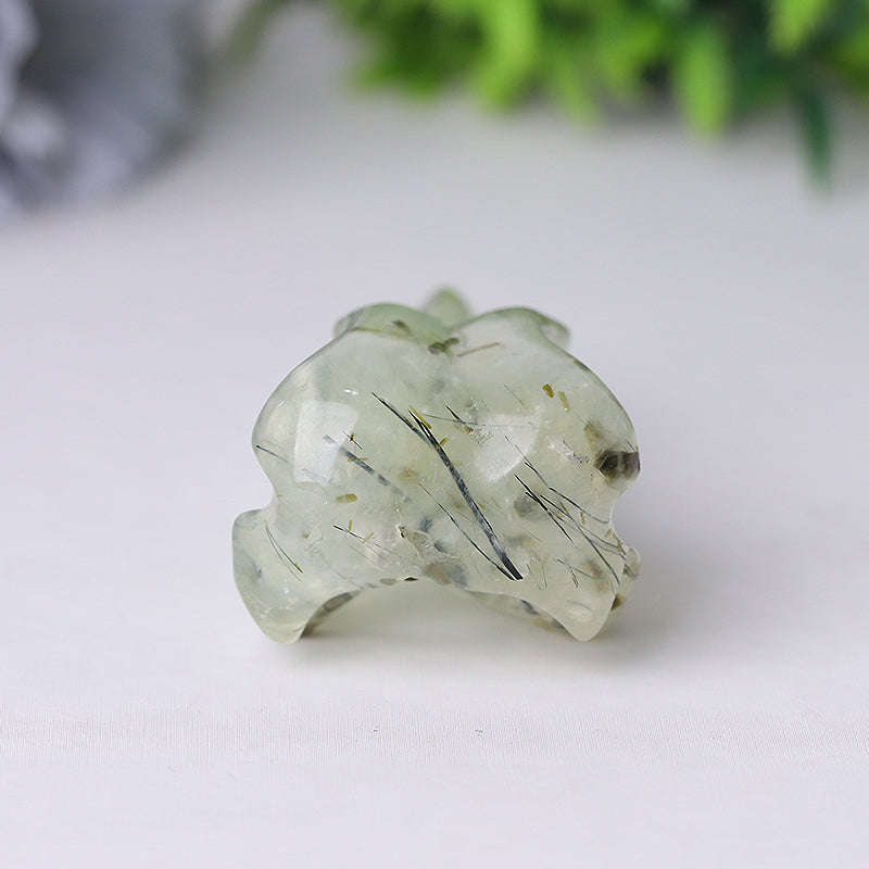 3.5 inch Prehnite Crow Skull Crystal Animal Carving