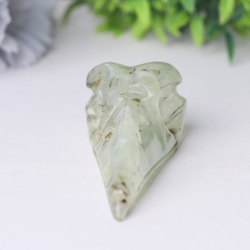 3.5 inch Prehnite Crow Skull Crystal Animal Carving