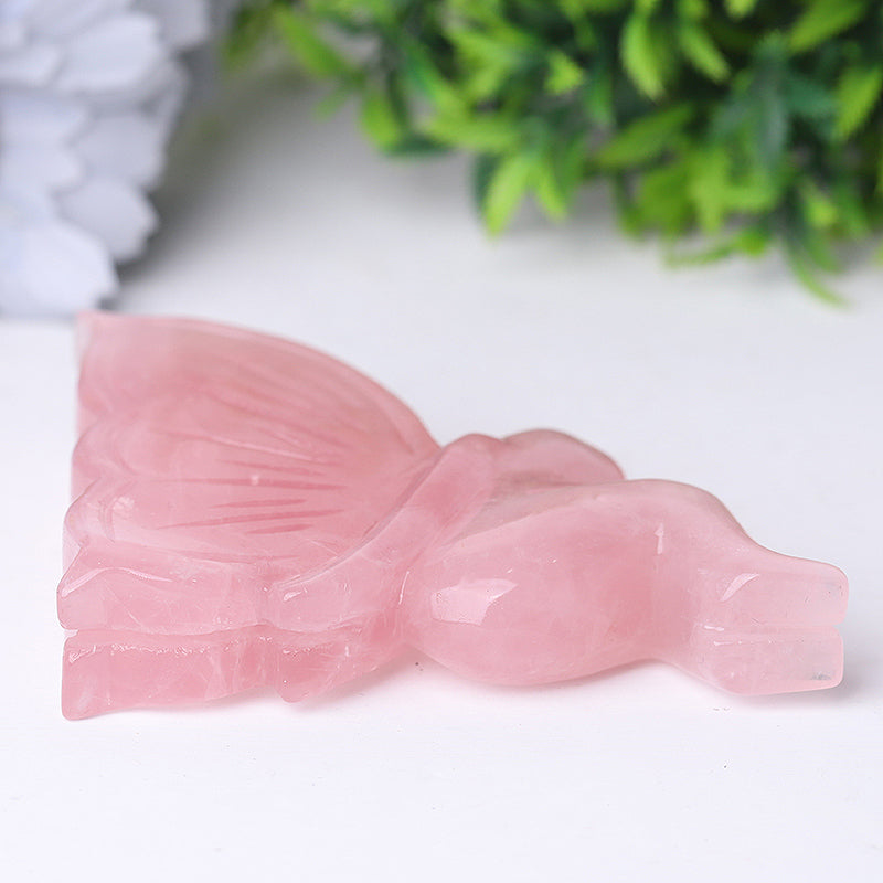 3.5 Inch Rose Quartz Fairy Crystal Figurine Carving