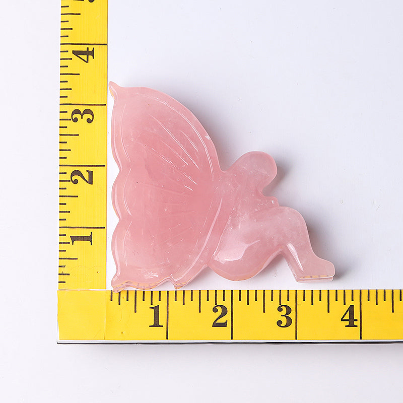 3.5 Inch Rose Quartz Fairy Crystal Figurine Carving