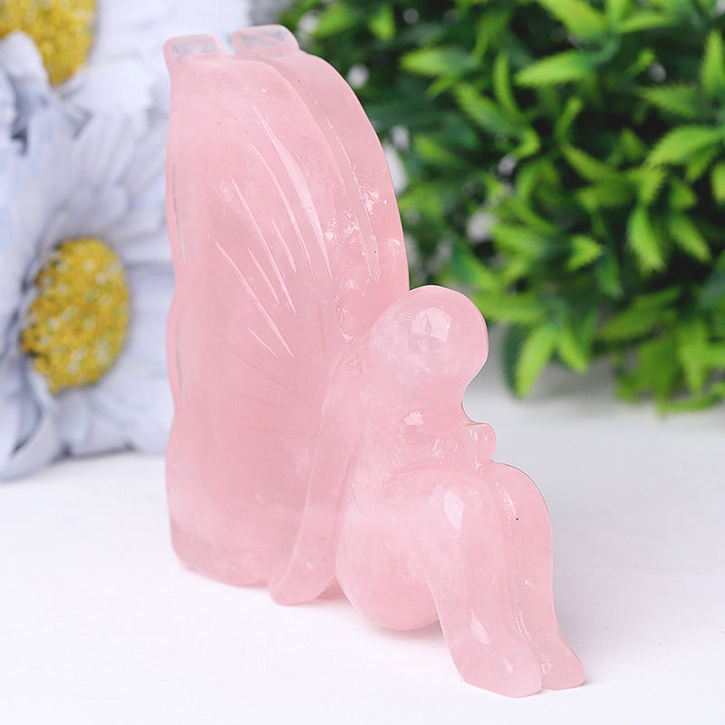 3.5 Inch Rose Quartz Fairy Crystal Figurine Carving